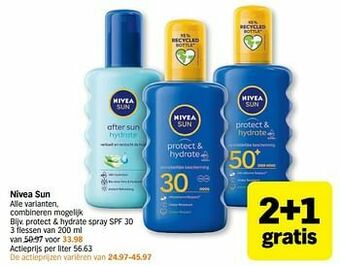 Albert Heijn Nivea sun protect + hydrate spray spf 30 aanbieding