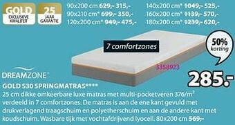 Jysk Gold s30 springmatras aanbieding