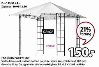 Jysk Faaborg partytent aanbieding