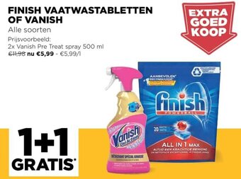 Jumbo Finish vaatwastabletten of Vanish aanbieding