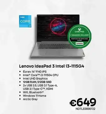 CompuDeals Lenovo ideapad 3 intel i3 aanbieding