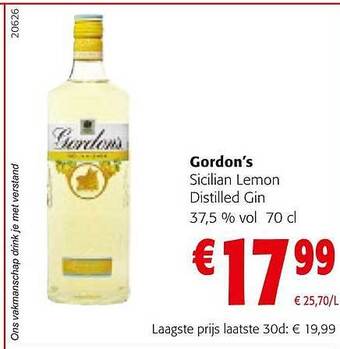 Colruyt Gordon's sicilian lemon distilled gin aanbieding