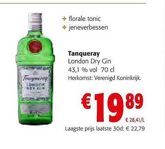 Colruyt Tanqueray london dry gin aanbieding