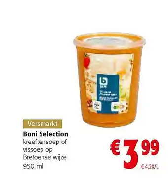 Colruyt Boni selection kreeftensoep of vissoep op bretoense wijze aanbieding