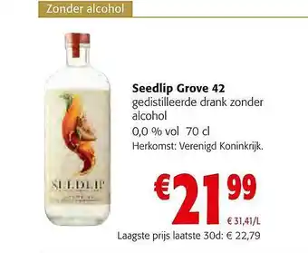 Colruyt Seedlip grove 42 gedistilleerde drank zonder alcohol aanbieding