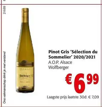 Colruyt Pinot gris sélection du sommelier aanbieding