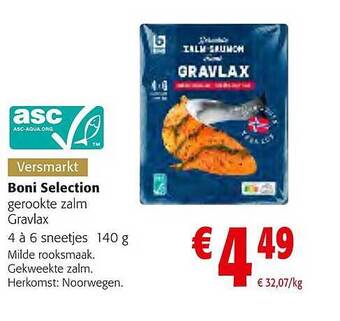 Colruyt Boni selection gerookte zalm gravlax aanbieding