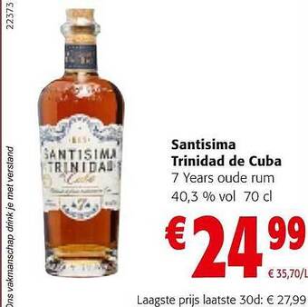 Colruyt Santisima trinidad de cuba 7 years oude rum aanbieding