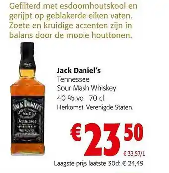 Colruyt Jack daniel's tennessee sour mash whiskey aanbieding
