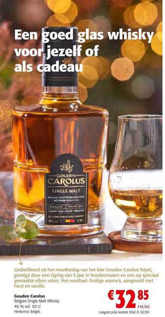 Colruyt Gouden carolus belgian single malt whisky aanbieding