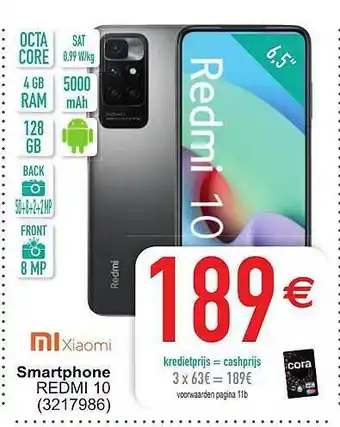 Cora Xiaomi smartphone redmi 10 aanbieding