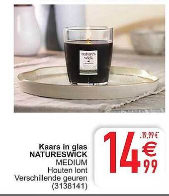 Cora Kaars in glas natureswick aanbieding