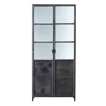 Leen Bakker HSM collection vitrinekast Bronx - grijs/wit - 90x36x200 cm - Leen Bakker aanbieding