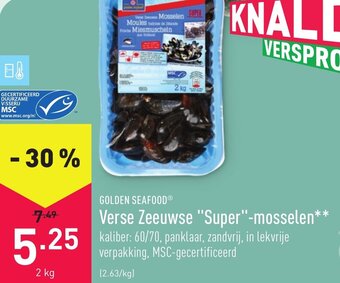 ALDI Golden seafood Verse Zeeuwse "Super" -mosselen 2kg aanbieding