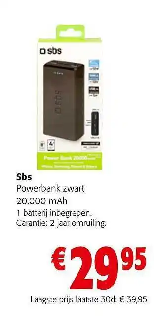 Colruyt Sbs powerbank zwart aanbieding