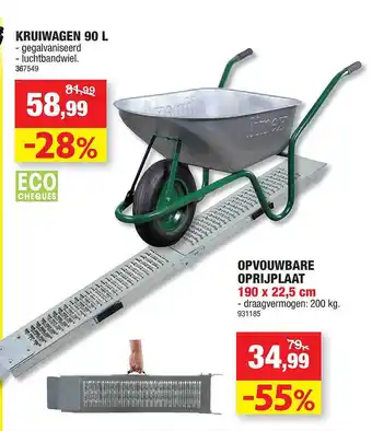 Hubo Kruiwagen 90 L Of Opvouwbare Oprijplaat aanbieding