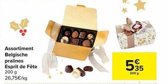 Carrefour Market Assortiment belgische pralines esprit de fête aanbieding