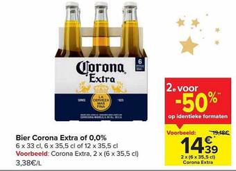 Carrefour Market Bier corona extra of 0,0% aanbieding