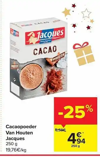 Carrefour Market Cacaopoeder van houten jacques aanbieding