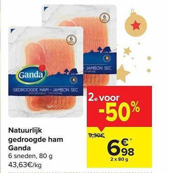 Carrefour Market Natuurlijk gedroogde ham ganda aanbieding