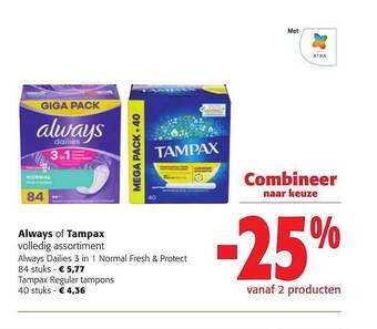 Colruyt Always of tampax aanbieding