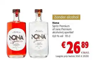 Colruyt Nona spritz premium of june premium alcoholvrij aperitief aanbieding
