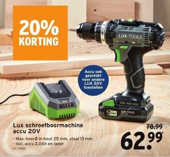 GAMMA Lux schroefboormachine accu 20V aanbieding