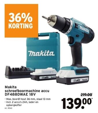 GAMMA Makita schroefboormachine accu DF488DWAE 18V aanbieding