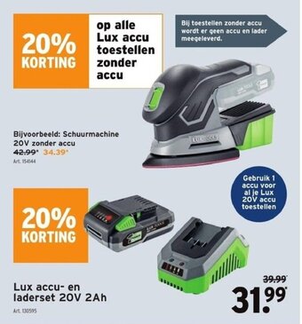 GAMMA Lux accu- en laderset 20V 2Ah aanbieding