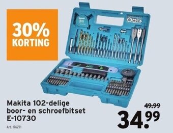 GAMMA Makita 102-delige boor- en schroefbitset E-10730 aanbieding