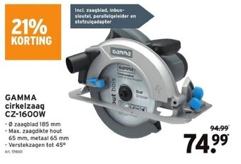 GAMMA Gamma cirkelzaag CZ-1600W aanbieding