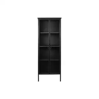 Leen Bakker Vitrinekast manhattan - zwart - 180x63x38 cm - Leen Bakker aanbieding