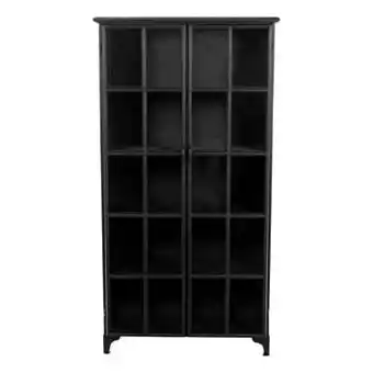 Leen Bakker HSM Collection vitrinekast manhattan - zwart - 90x40x180 cm - Leen Bakker aanbieding