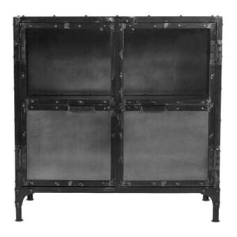 Leen Bakker HSM collection vitrinekastje brooklyn - zwart - 90x40x90 cm - Leen Bakker aanbieding