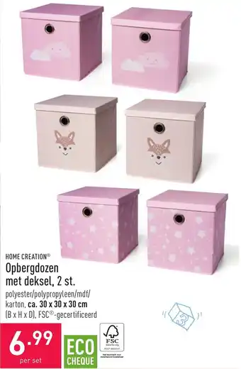 ALDI Home creation opbergdozen met deskel, 2 st. 30x30x30cm aanbieding