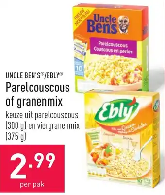 ALDI Uncle Ben's/Ebly Parelcouscous of granenmix 300g/375g aanbieding