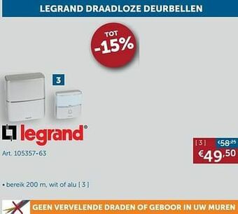 Zelfbouwmarkt Legrand draadloze deurbellen aanbieding