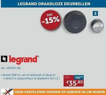 Zelfbouwmarkt Legrand draadloze deurbellen aanbieding