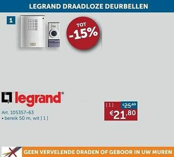 Zelfbouwmarkt Legrand draadloze deurbellen aanbieding