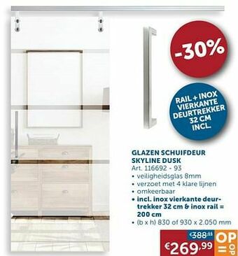 Zelfbouwmarkt Glazen schuifdeur skyline dusk aanbieding