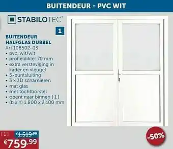 Zelfbouwmarkt Buitendeur halfglas dubbel aanbieding