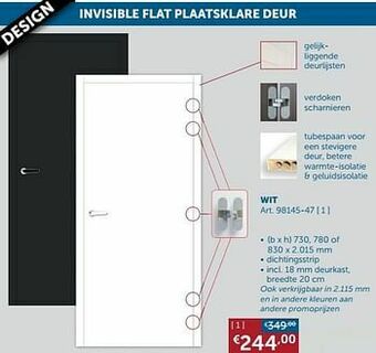 Zelfbouwmarkt Invisible flat plaatsklare deur wit aanbieding