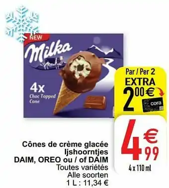 Cônes de crème glacée ijshoorntjes daim oreo ou - of daim