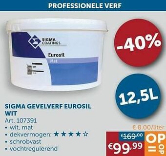 Zelfbouwmarkt Sigma gevelverf eurosil wit aanbieding