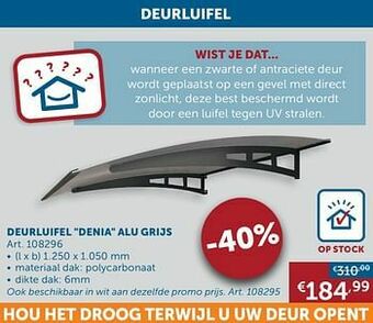 Zelfbouwmarkt Deurluifel denia alu grijs aanbieding