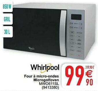 Cora Whirlpool four à micro-ondes microgolfoven mwo611sl aanbieding