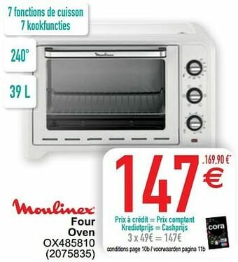 Cora Moulinex four oven ox485810 aanbieding