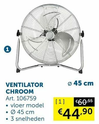 Zelfbouwmarkt Ventilator chroom aanbieding