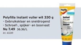 GAMMA Polyfilla Instant vuller wit 330g aanbieding