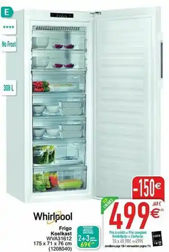 Cora Whirlpool frigo koelkast wva31612 aanbieding